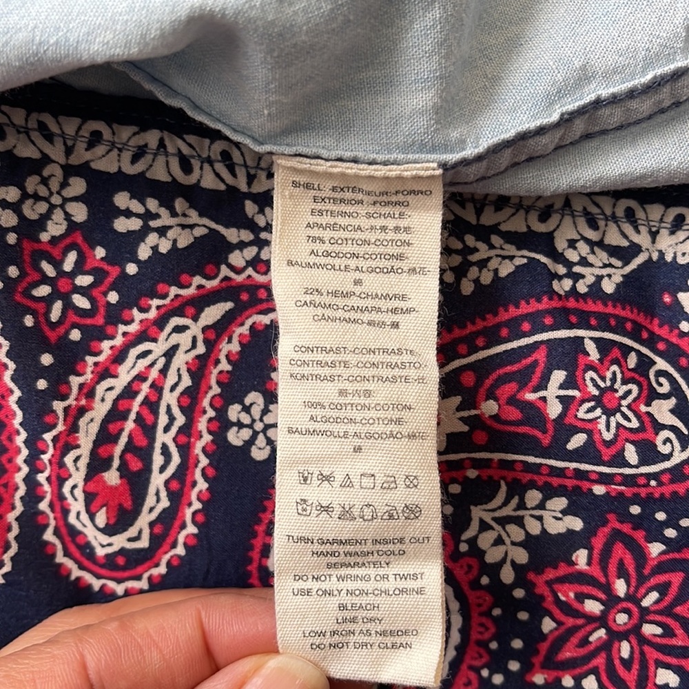 Free People Bandana Bandit Denim Shirt Button-Down Top Size XS - Picture 8 of 13